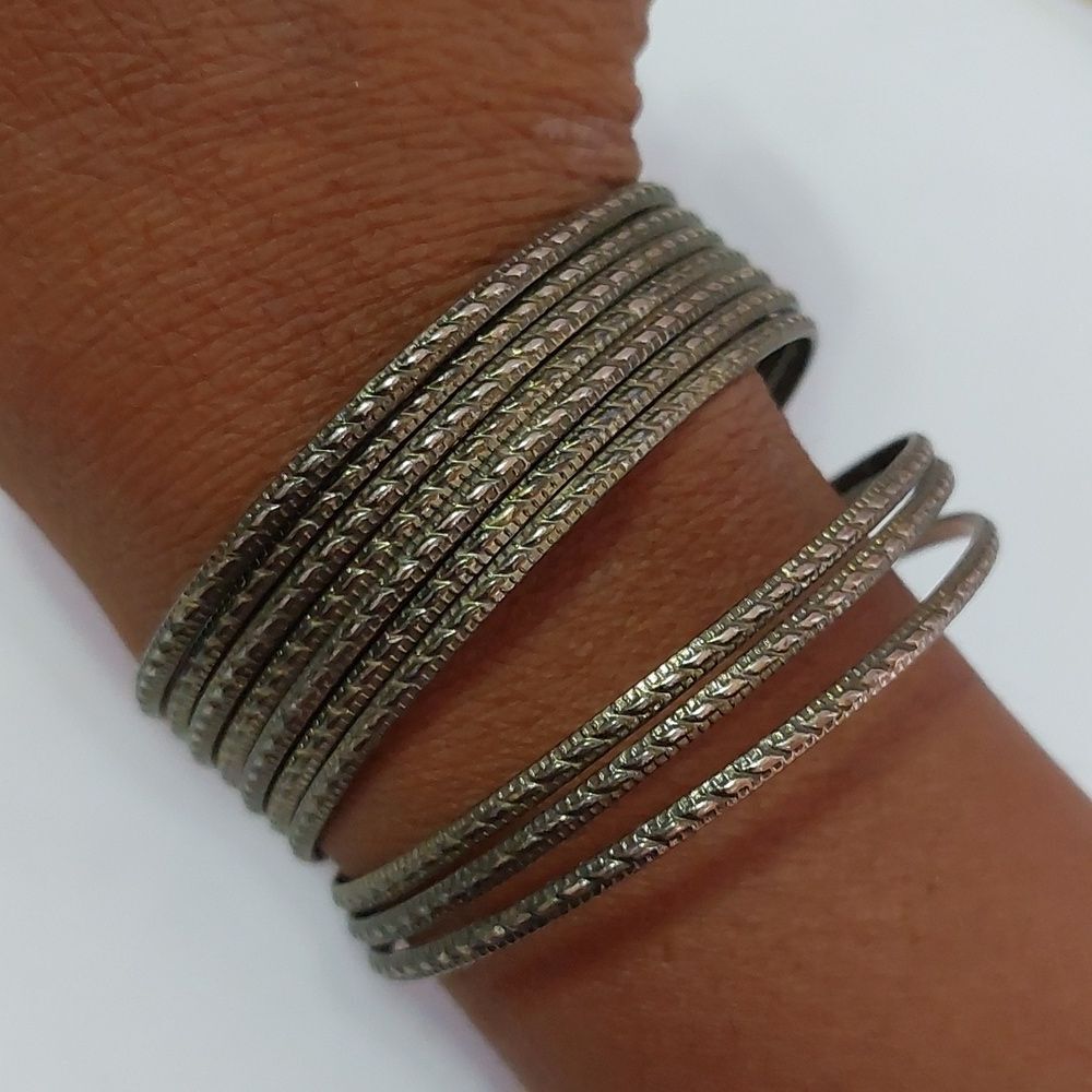 10-in-1 Stacked Look Textured Cuff Bracelet